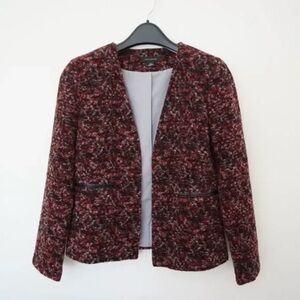 Ann Taylor Red and Black Tweed Blazer